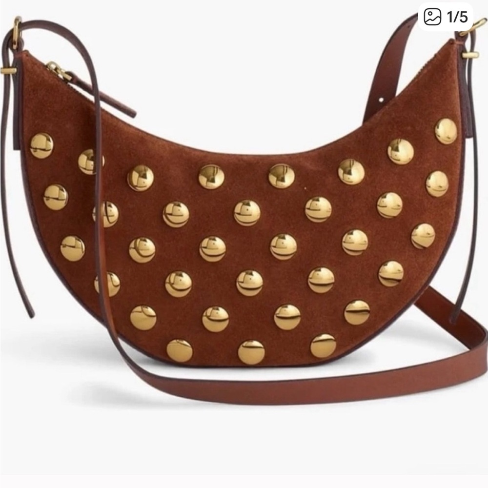 Madewell Brown Studded Suede Handbag